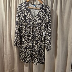 Floral Black and White Dress